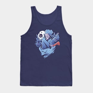 Spooky Flying Witch Illustration Tank Top